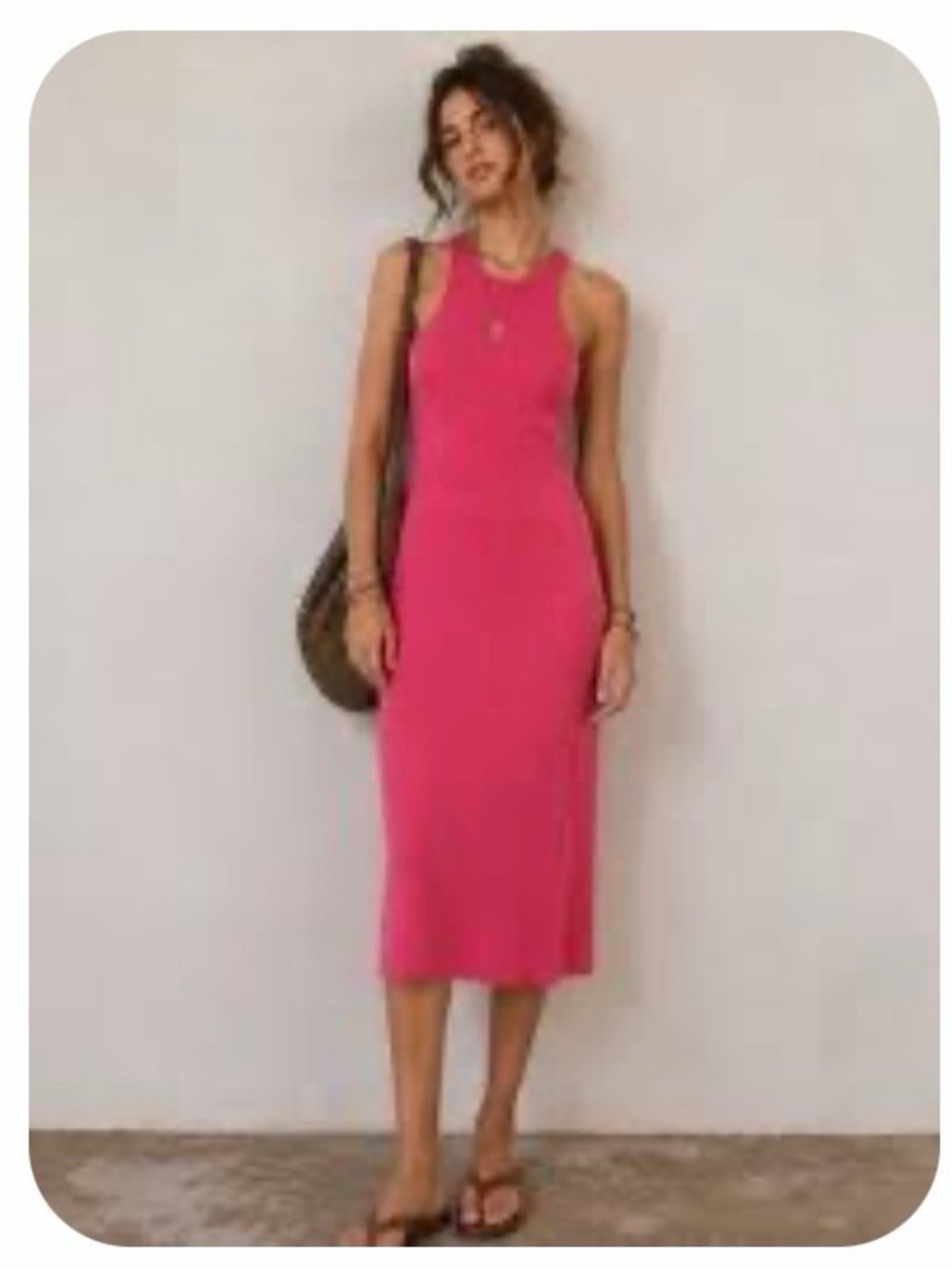 Zara Sleeveless Pink Midi Bodycon Dress- Pink- worn once